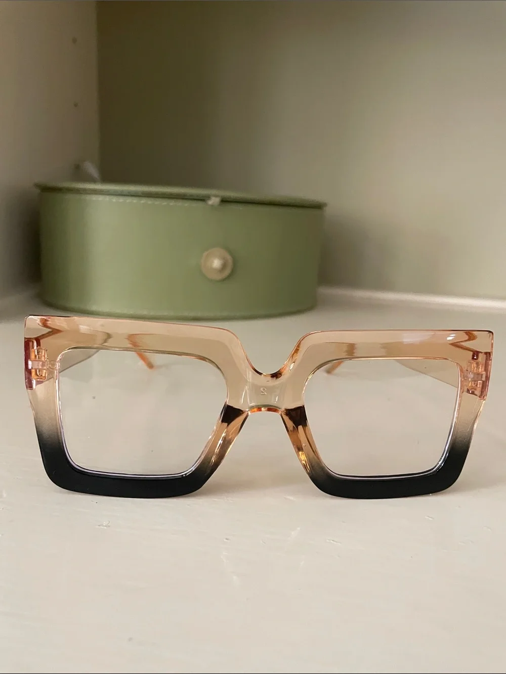 NWOT Oversized Acrylic Clear Lens Square Glasses